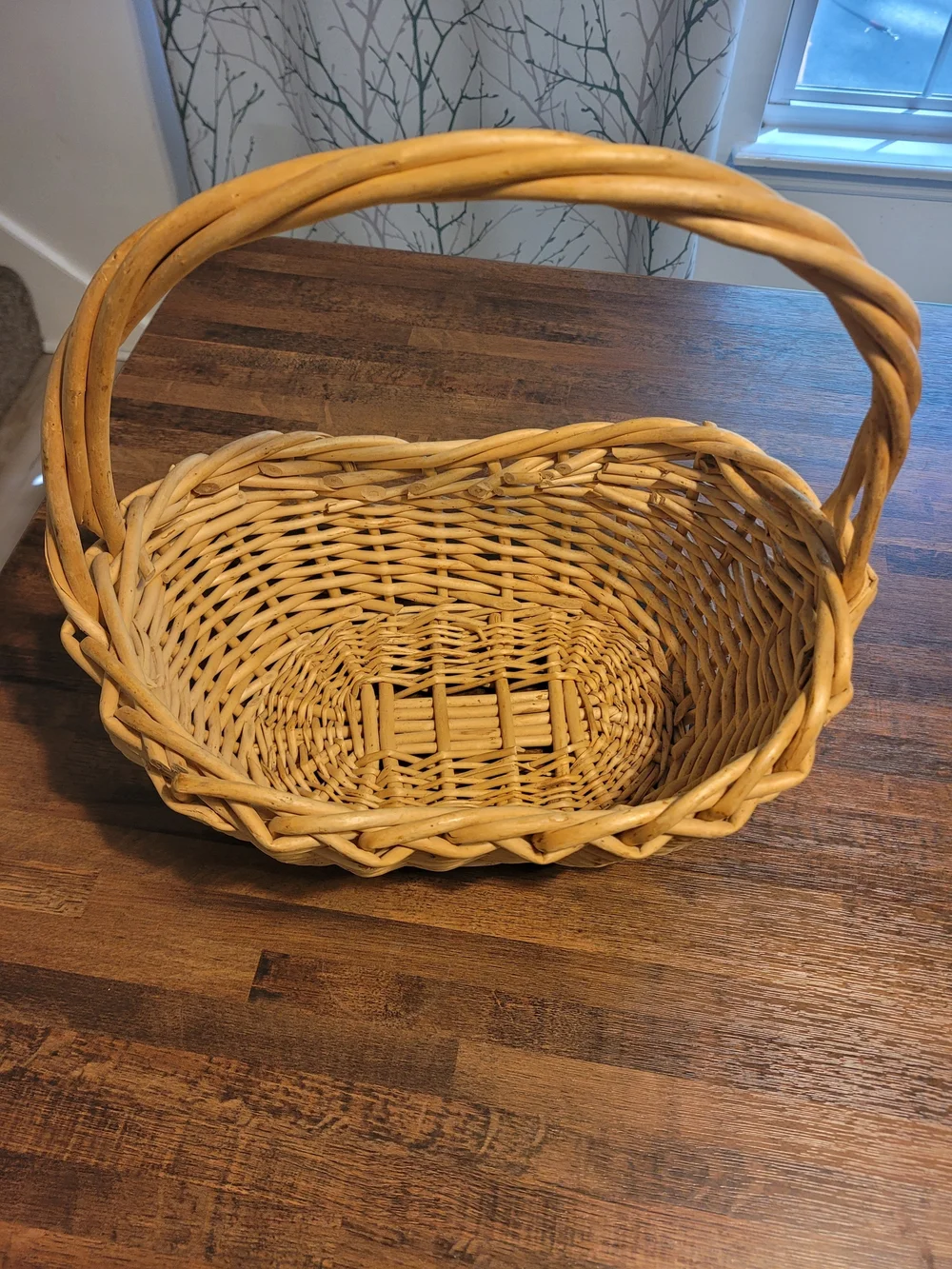Woven Decorative Basket with Handle - Natural Tan